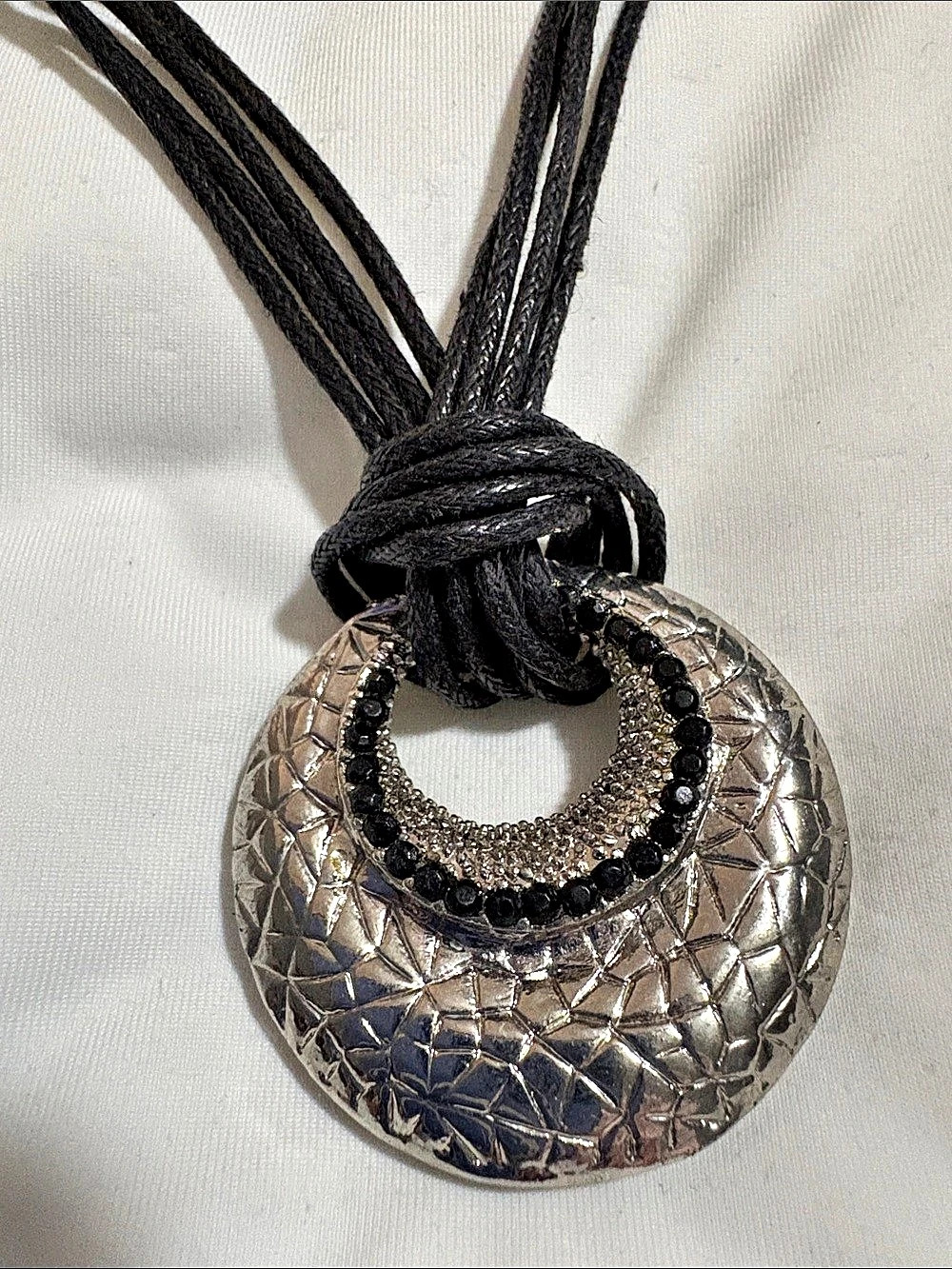 Black & Silver Statement Pendant Necklace